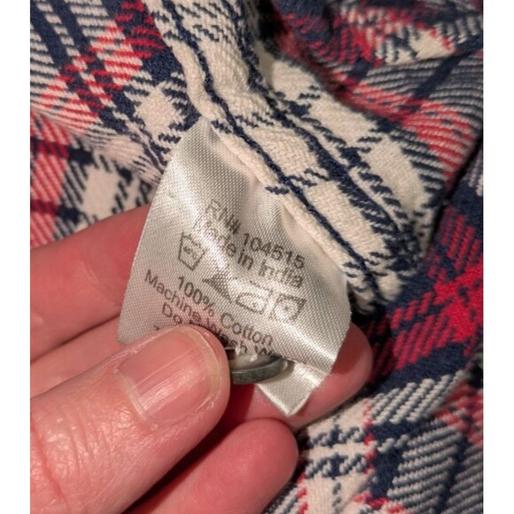 PD&C Button Down L Men's White Plaid Long Sleeve Flannel Cotton Classic - Picture 7 of 7